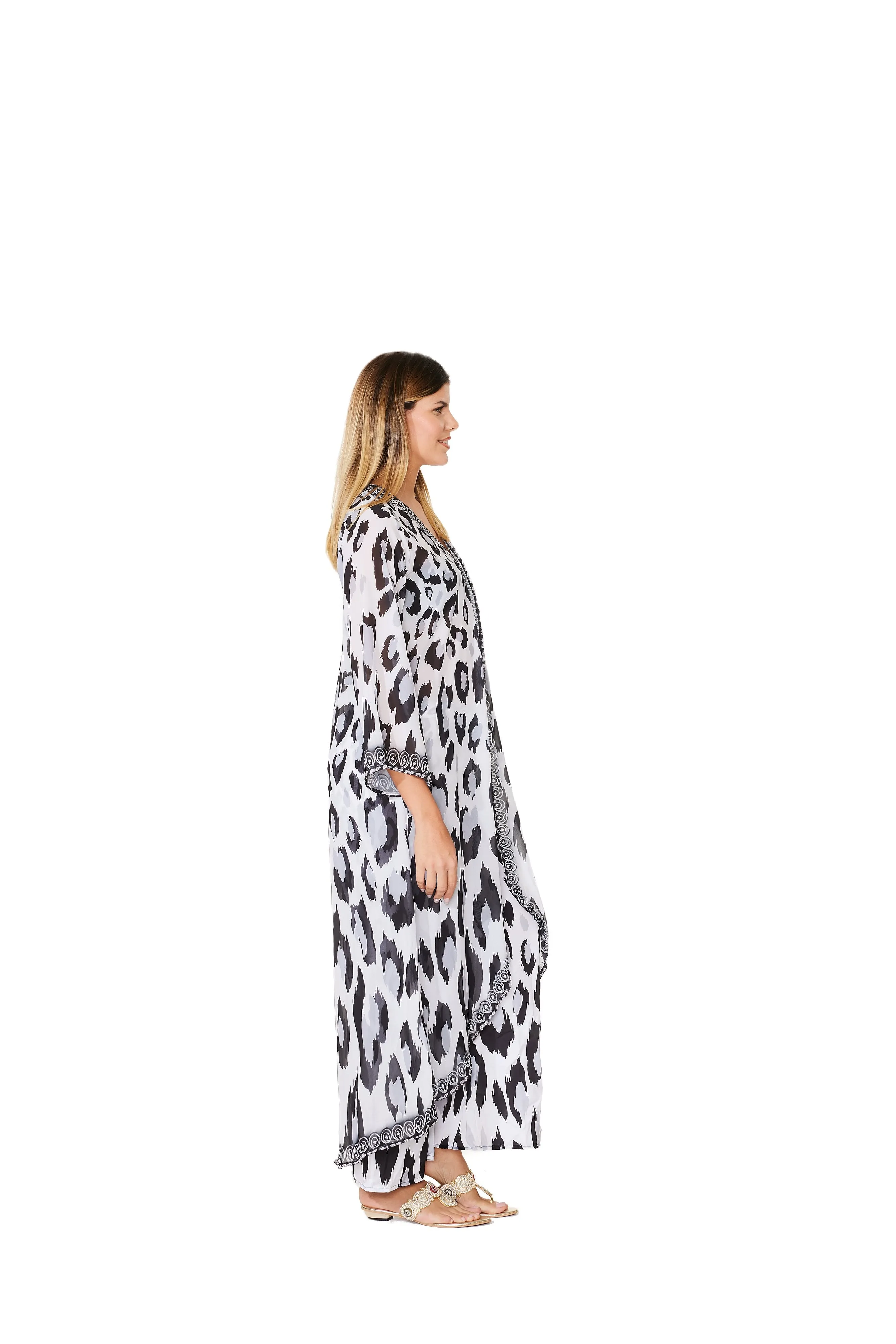 704-D Leopard Duster Black and White