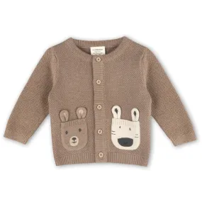 Animal Pocket Button Cardigan Sweater