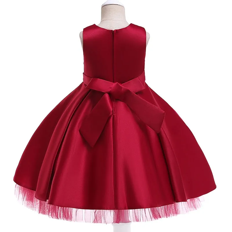 Applique with a Detail Corsage Elegant Party Dress for Girls-Wedding-Flowergirl-Birthday-Special Occasion