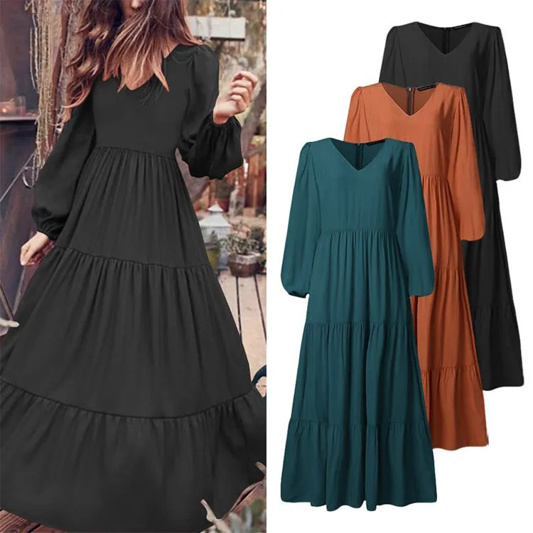 Autumn Street Pullover Temperament Women's Swing Dress