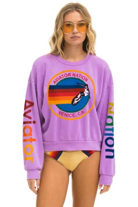 AVIATOR NATION RELAXED CREW UNISEX SWEATSHIRT - NEON PURPLE