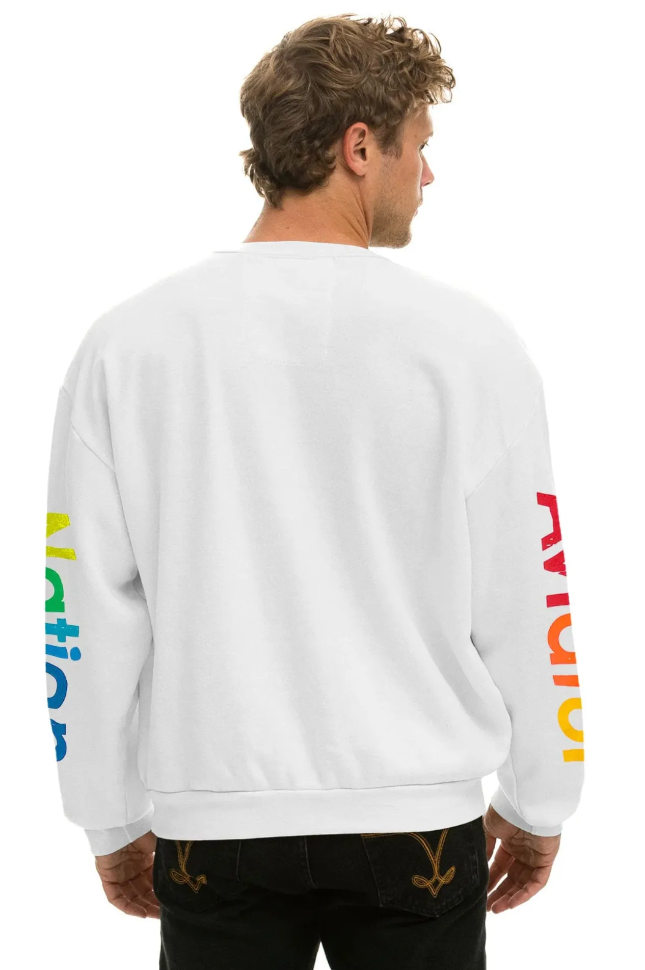 AVIATOR NATION RELAXED CREW UNISEX SWEATSHIRT - WHITE