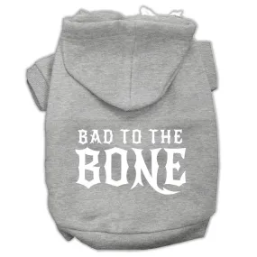 Bad To The Bone Dog Pet Hoodies Grey Size Sm (10)