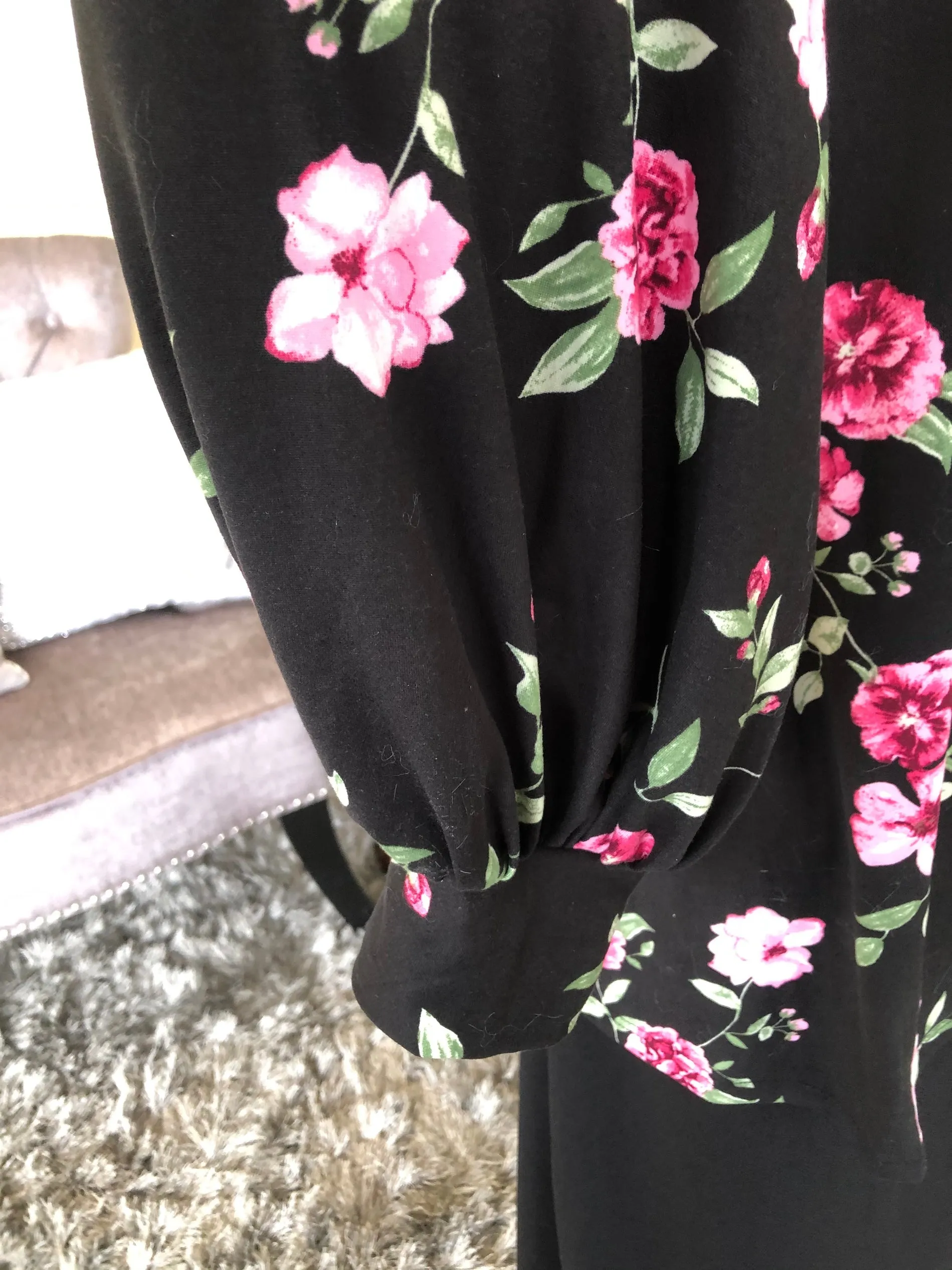 Black/Pink Floral Caroline Skirt