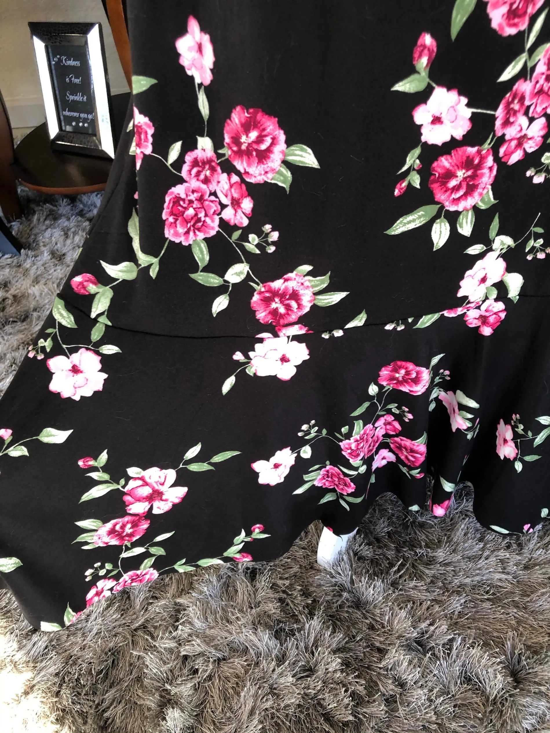 Black/Pink Floral Caroline Skirt