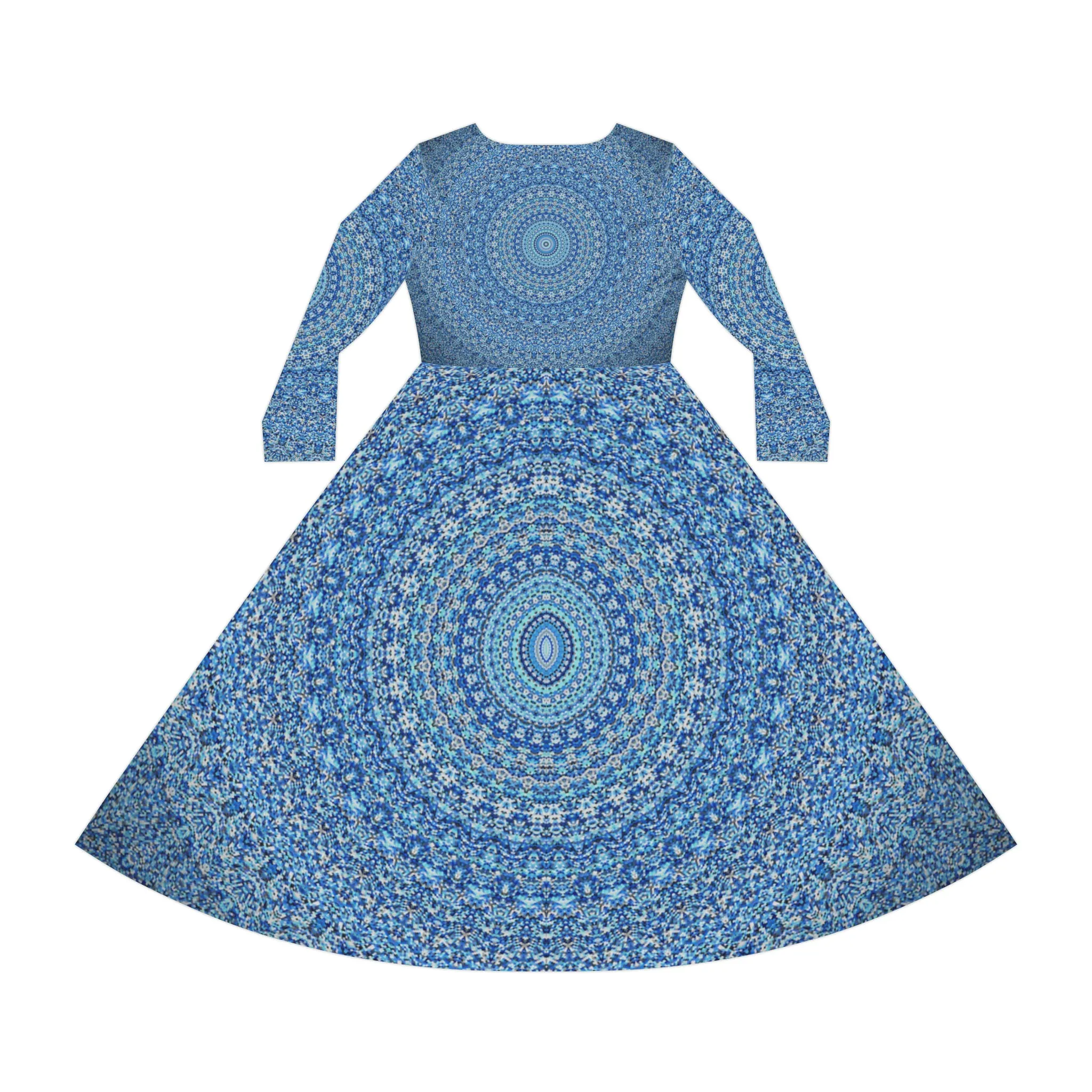 Blue Mandala - Inovax Women's Long Sleeve Dance Dress