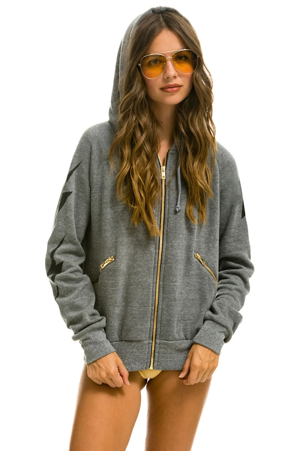 Bolt 4 Zip Hoodie Relaxed with Pockets ~ Heather Grey