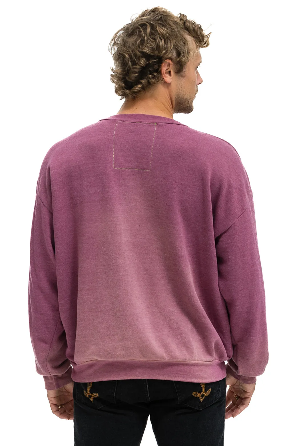 BOLT BULLSEYE PATCH RELAXED CREW SWEATSHIRT - FADED BERRY