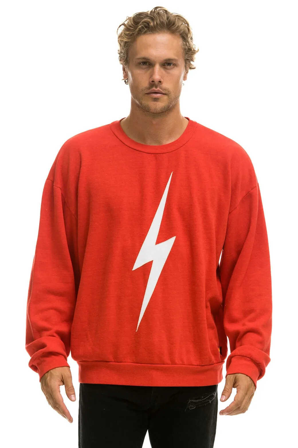 BOLT RELAXED CREW SWEATSHIRT - RED // WHITE