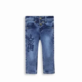 Boy Slim Fit Embroidered Blue Jeans