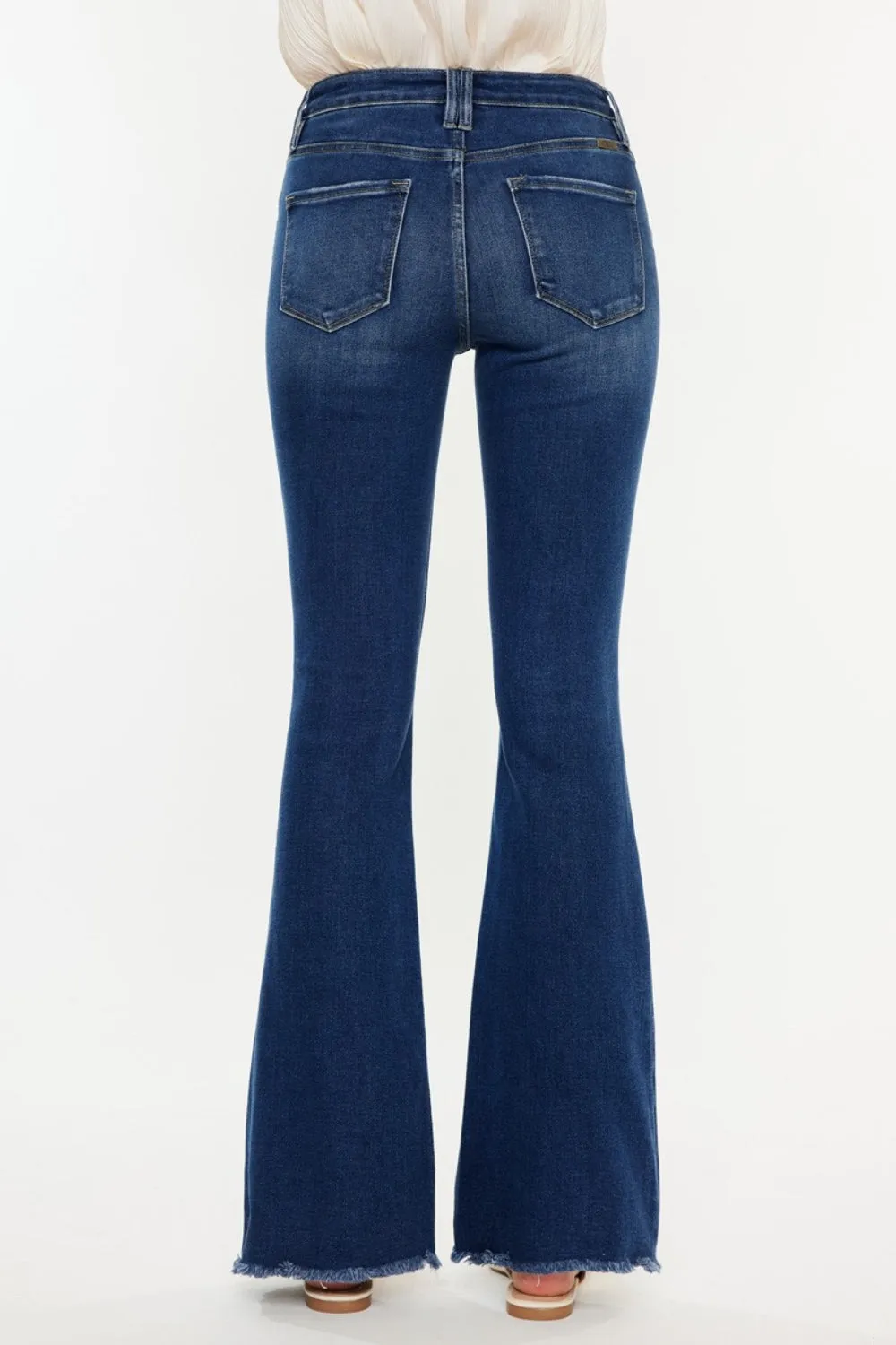 Cat's Whiskers Raw Hem Flare Jeans