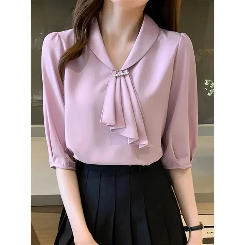 Charming Bow Tie Collar Blouse for Women