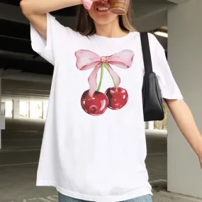 Cherry Bow Stylish Print Graphic Tee