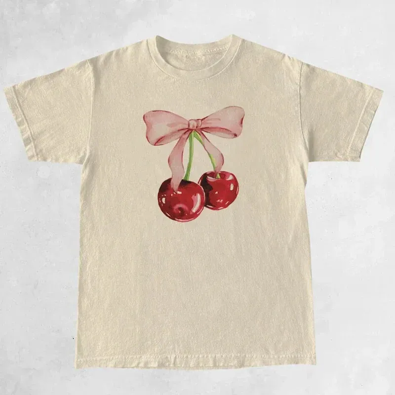 Cherry Bow Stylish Print Graphic Tee