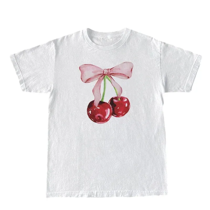 Cherry Bow Stylish Print Graphic Tee