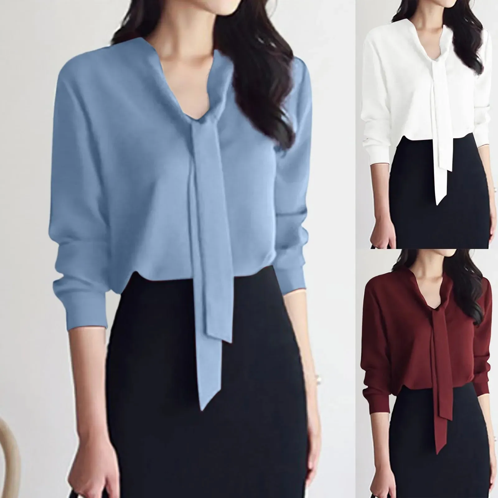 Chic Detachable Ribbon Blouse for Women