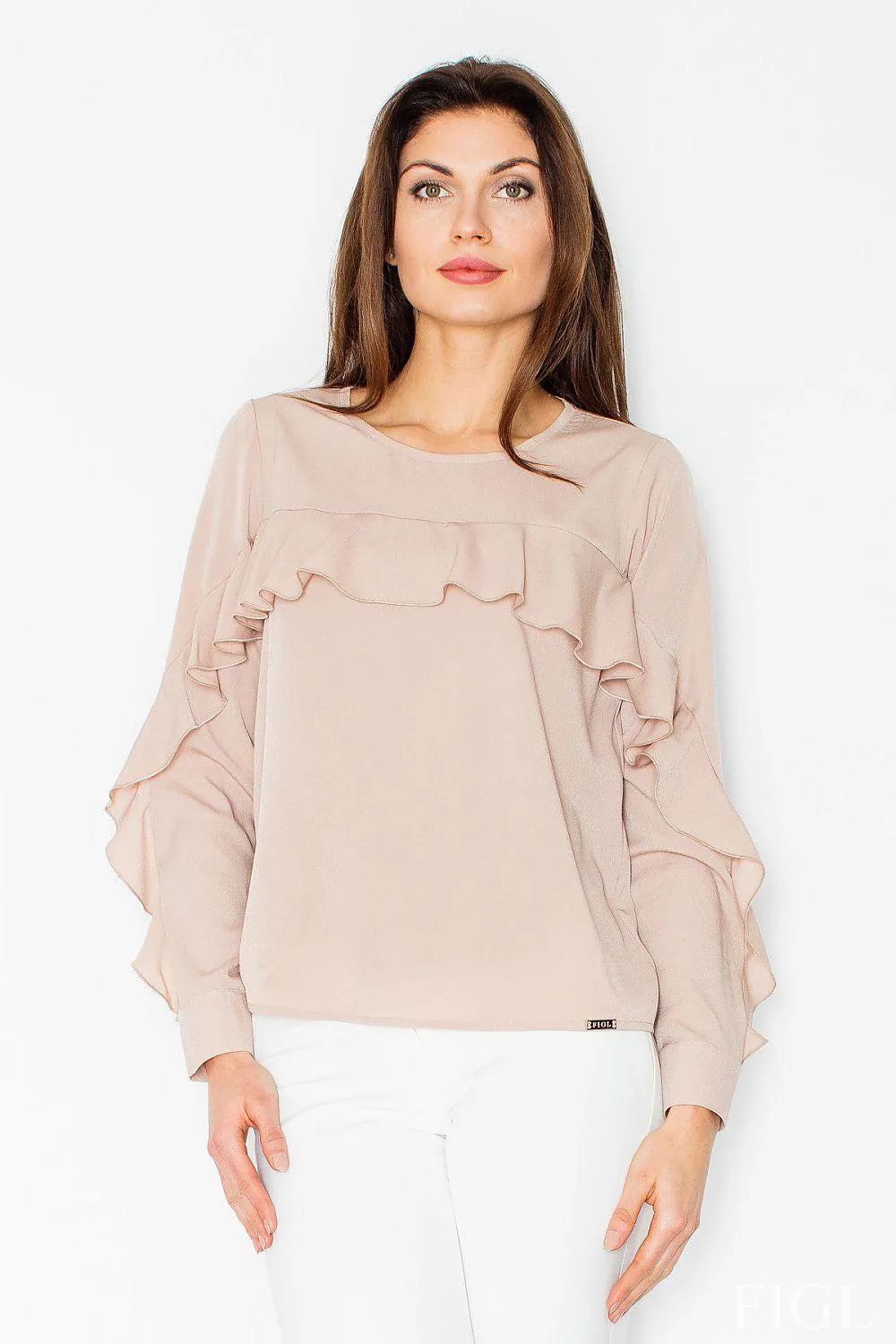 Chic Frilled Long Sleeve Blouse - Versatile Elegance for Any Occasion