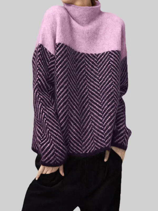 Chicmy-Casual Loose High-Neck Sweater Tops