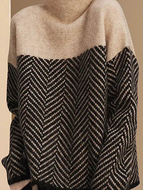 Chicmy-Casual Loose High-Neck Sweater Tops