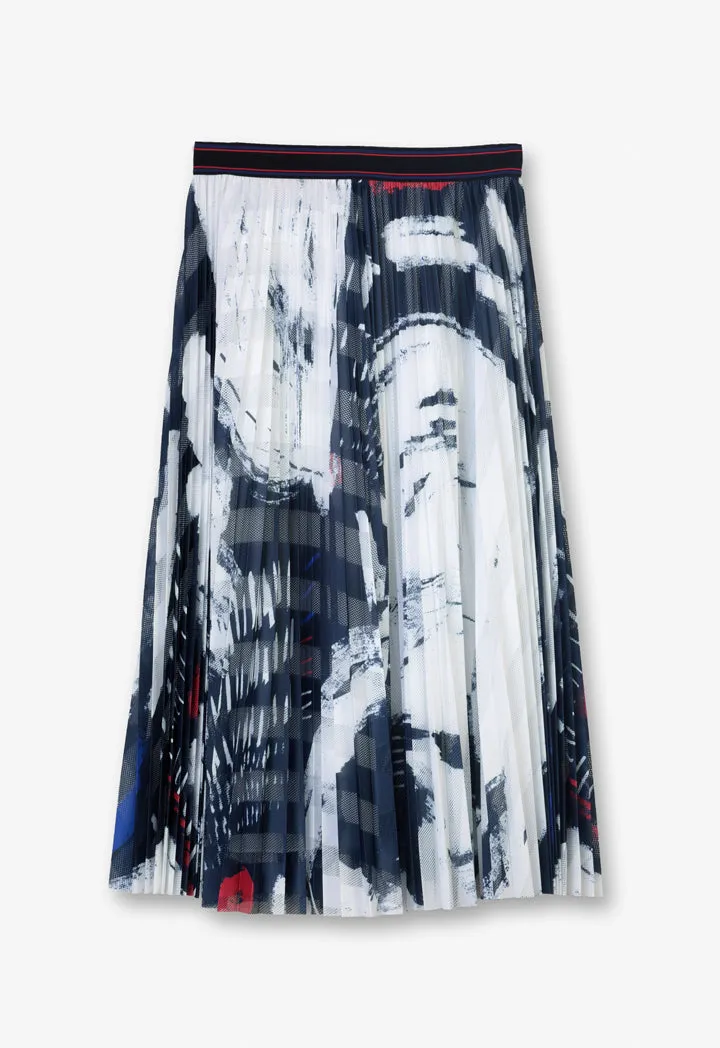 Choice Printed Pleated Schiffli Maxi Skirt Print