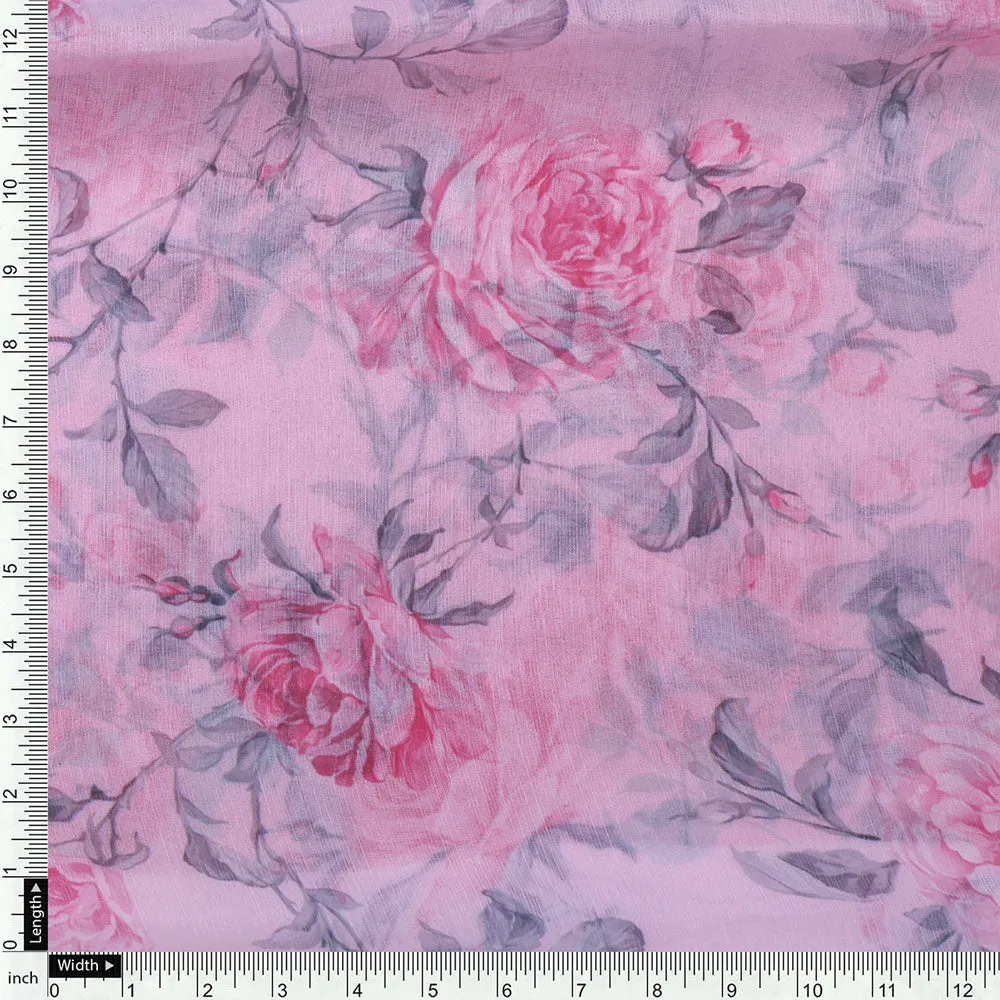 Classy and colorful floral chiffon fabric - Pink