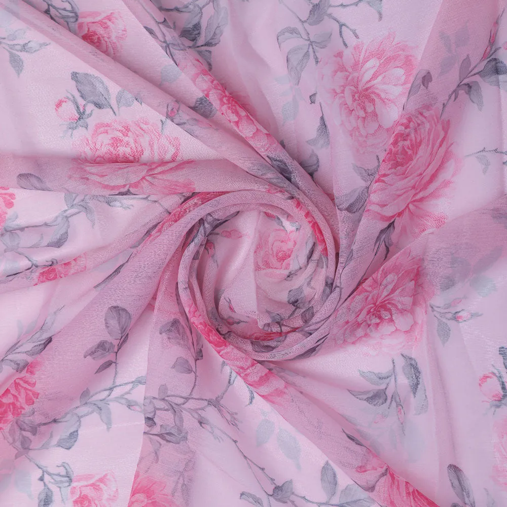 Classy and colorful floral chiffon fabric - Pink