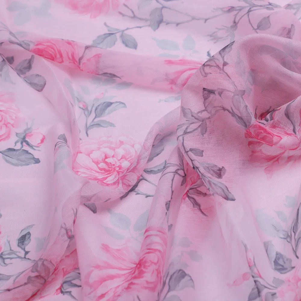 Classy and colorful floral chiffon fabric - Pink