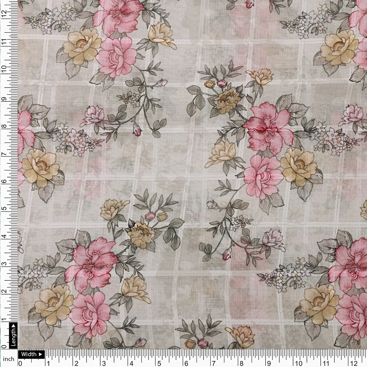 Classy Linen Fabric with a Vibrant Floral Tapestry