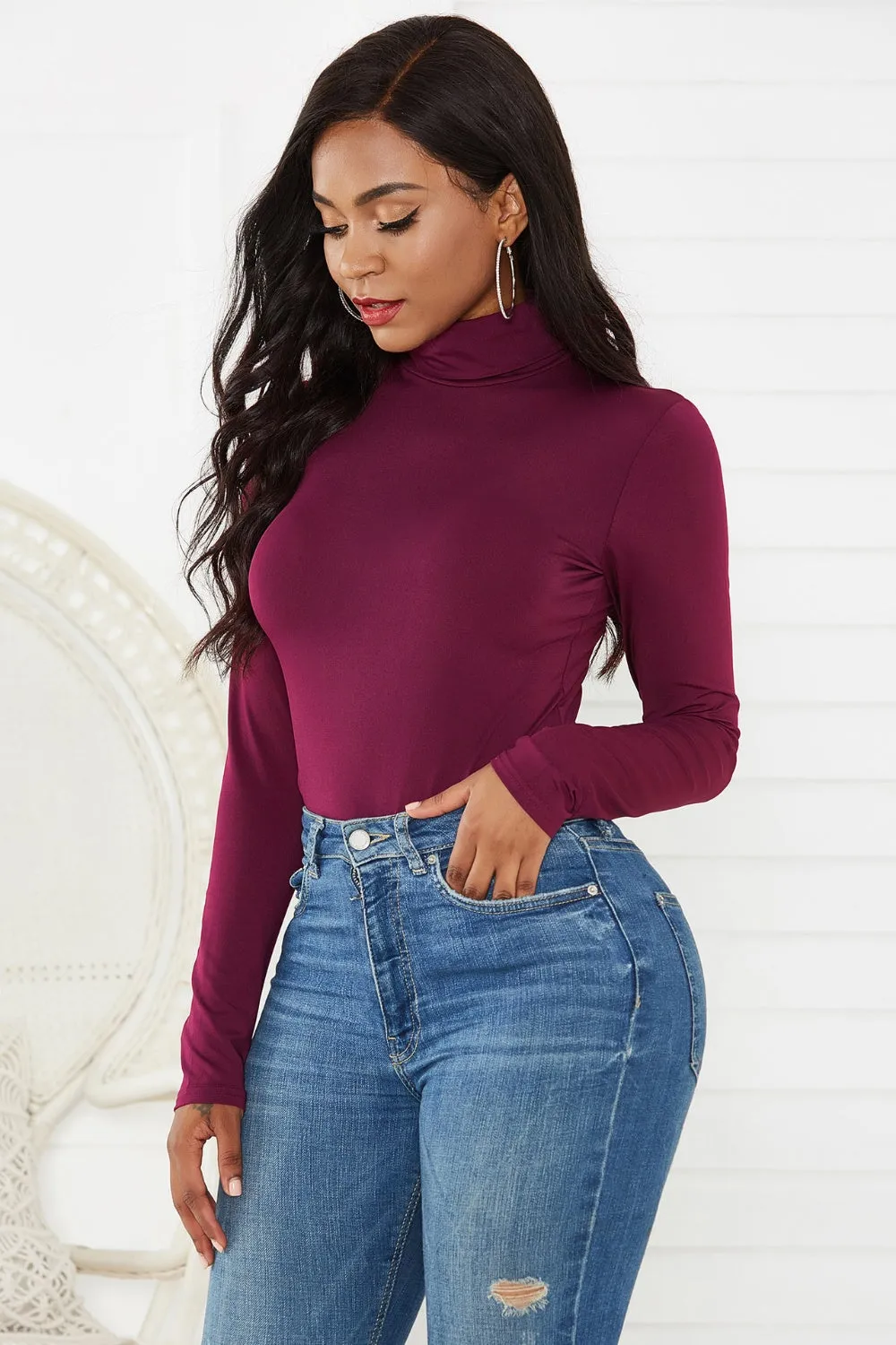 Classy Turtleneck Long Sleeve Bodysuit