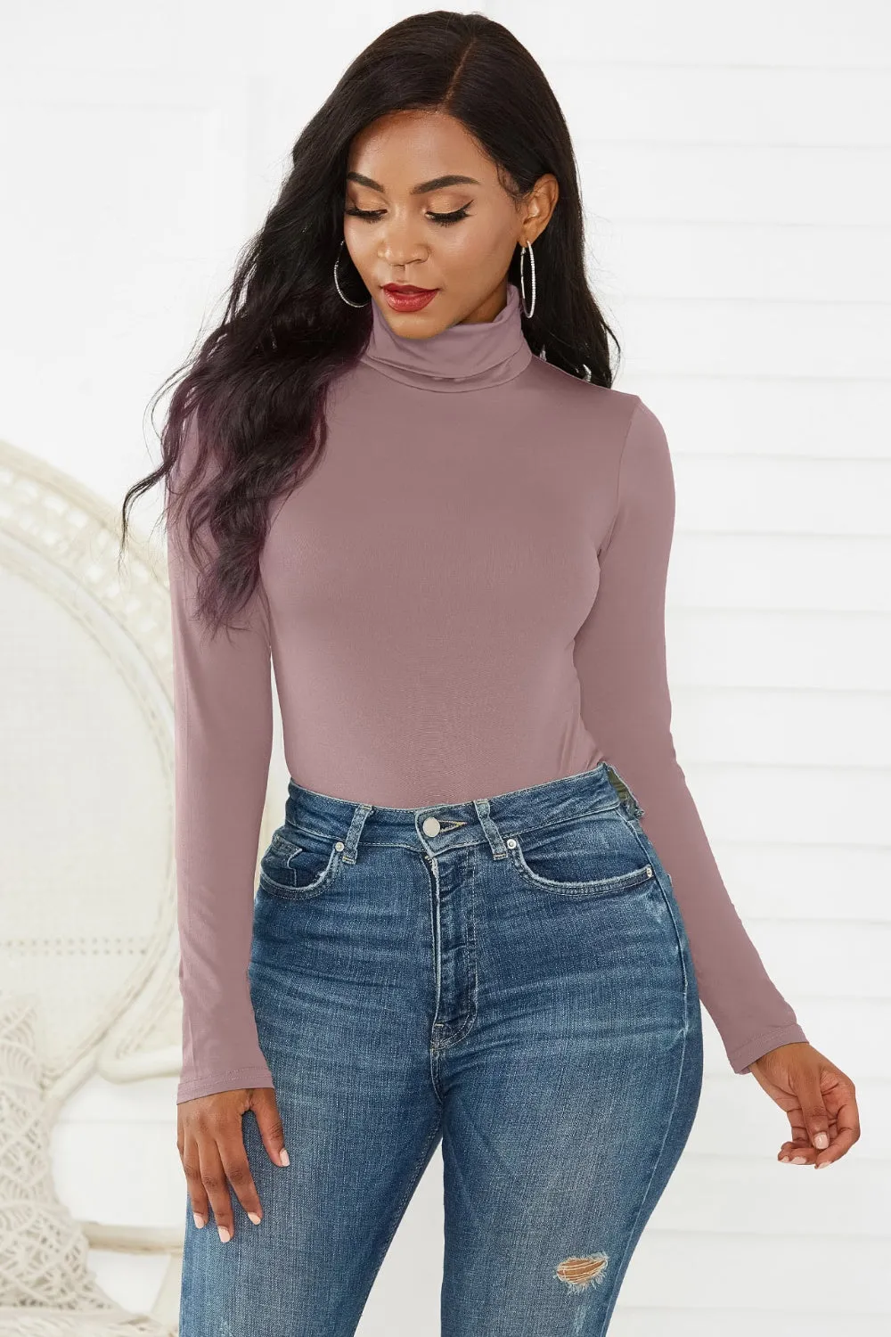 Classy Turtleneck Long Sleeve Bodysuit