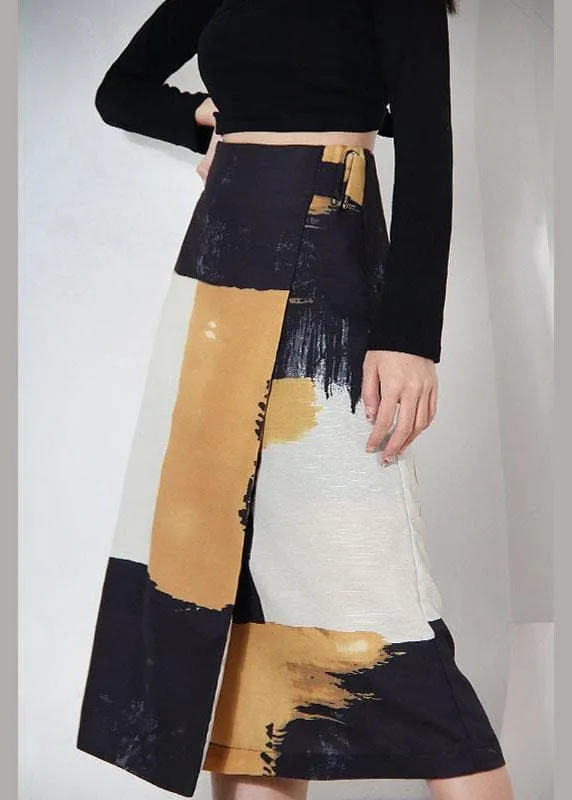 Classy Yellow Asymmetrical Besign Summer Skirt