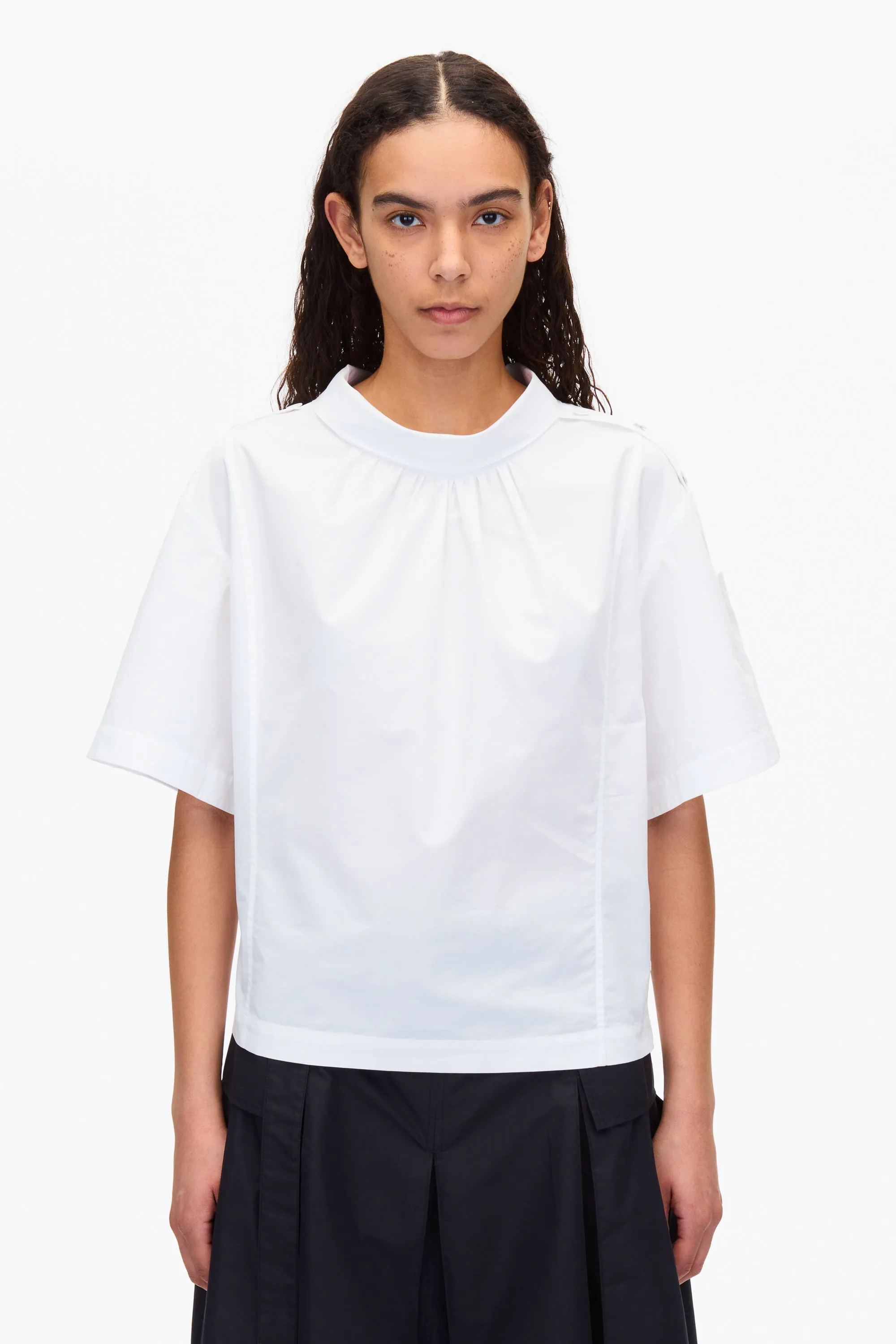 Cocoon Roll Collar Poplin Top