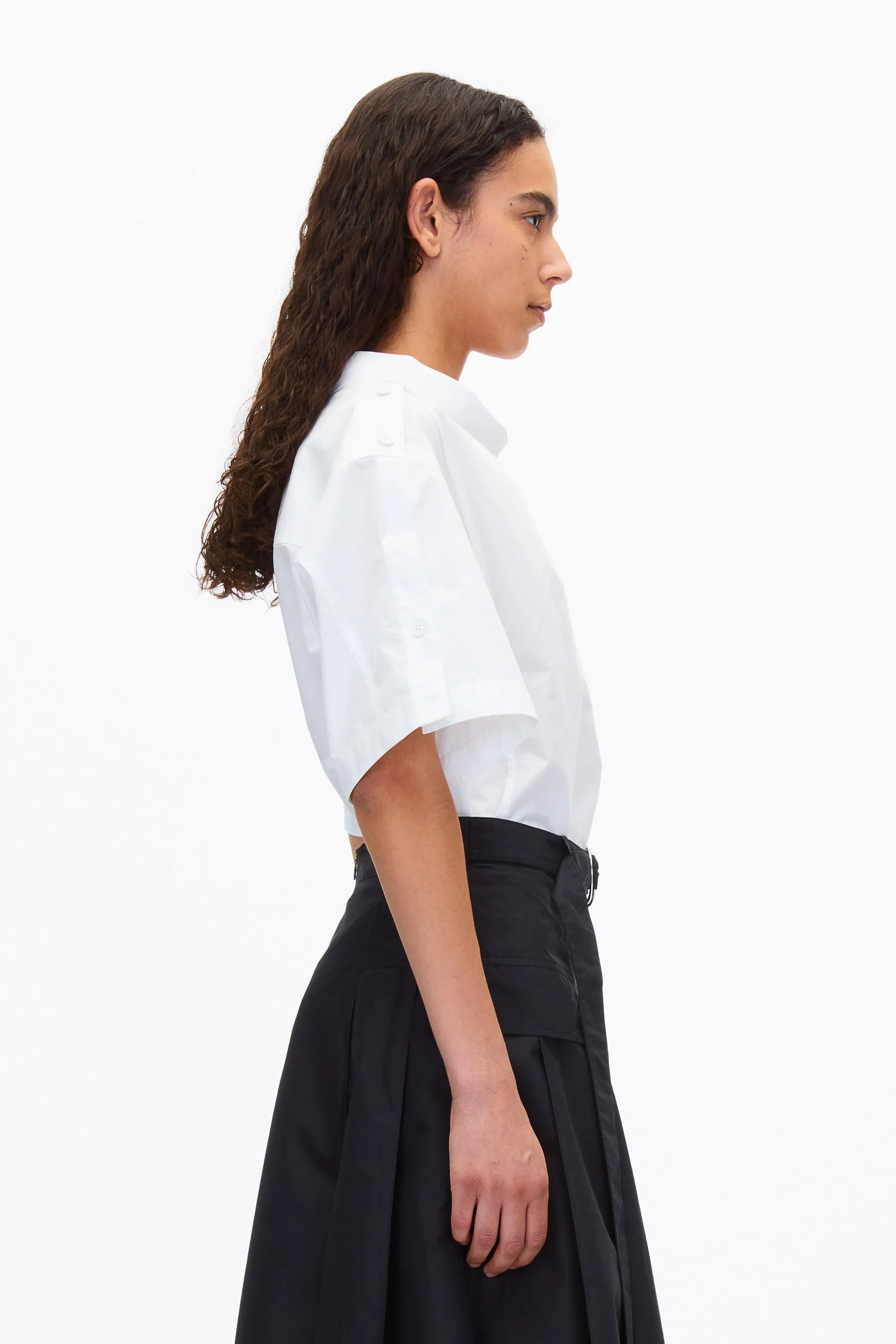 Cocoon Roll Collar Poplin Top