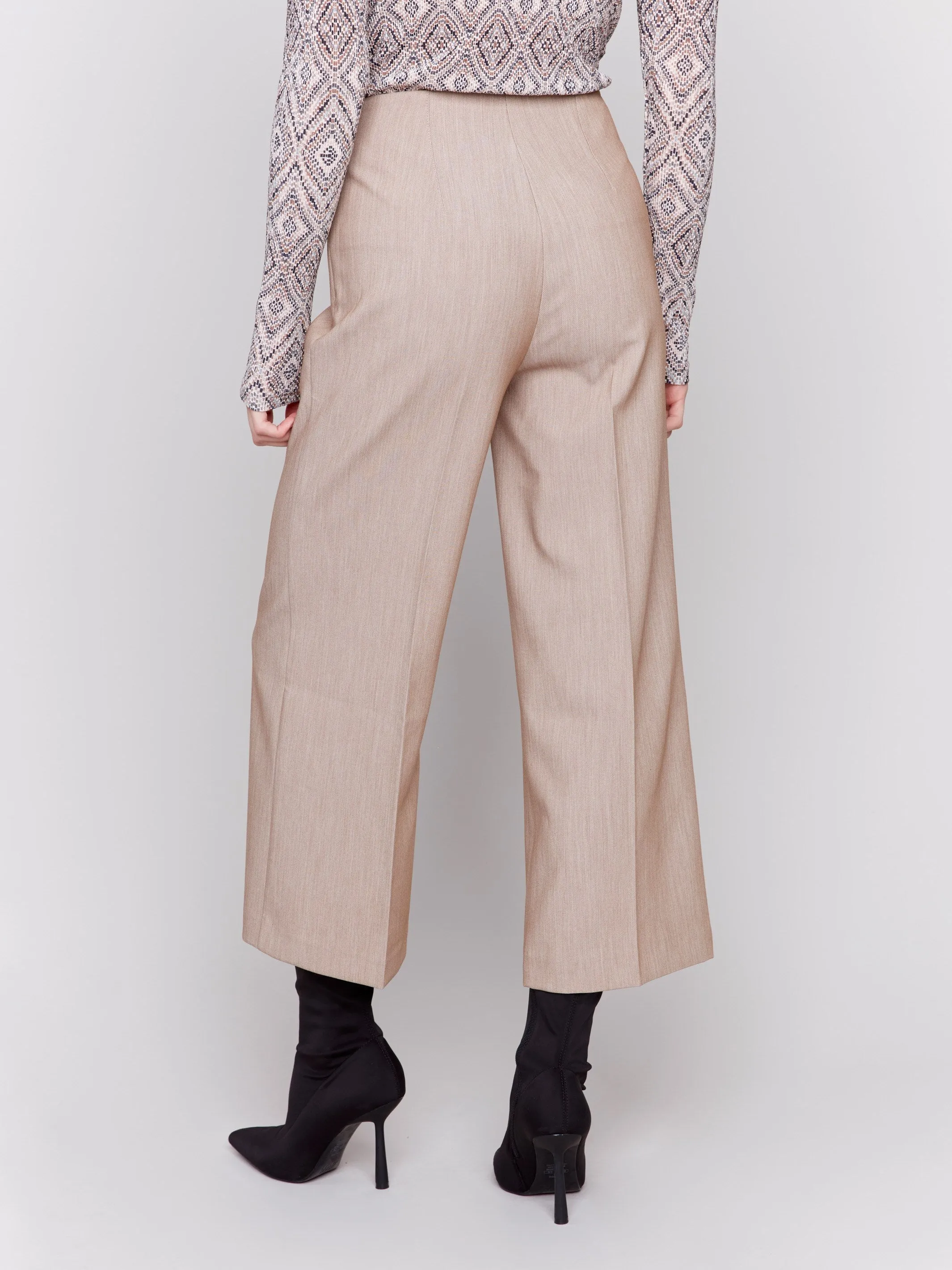 Cropped Wide Leg Pants - Truffle - H-Truffle