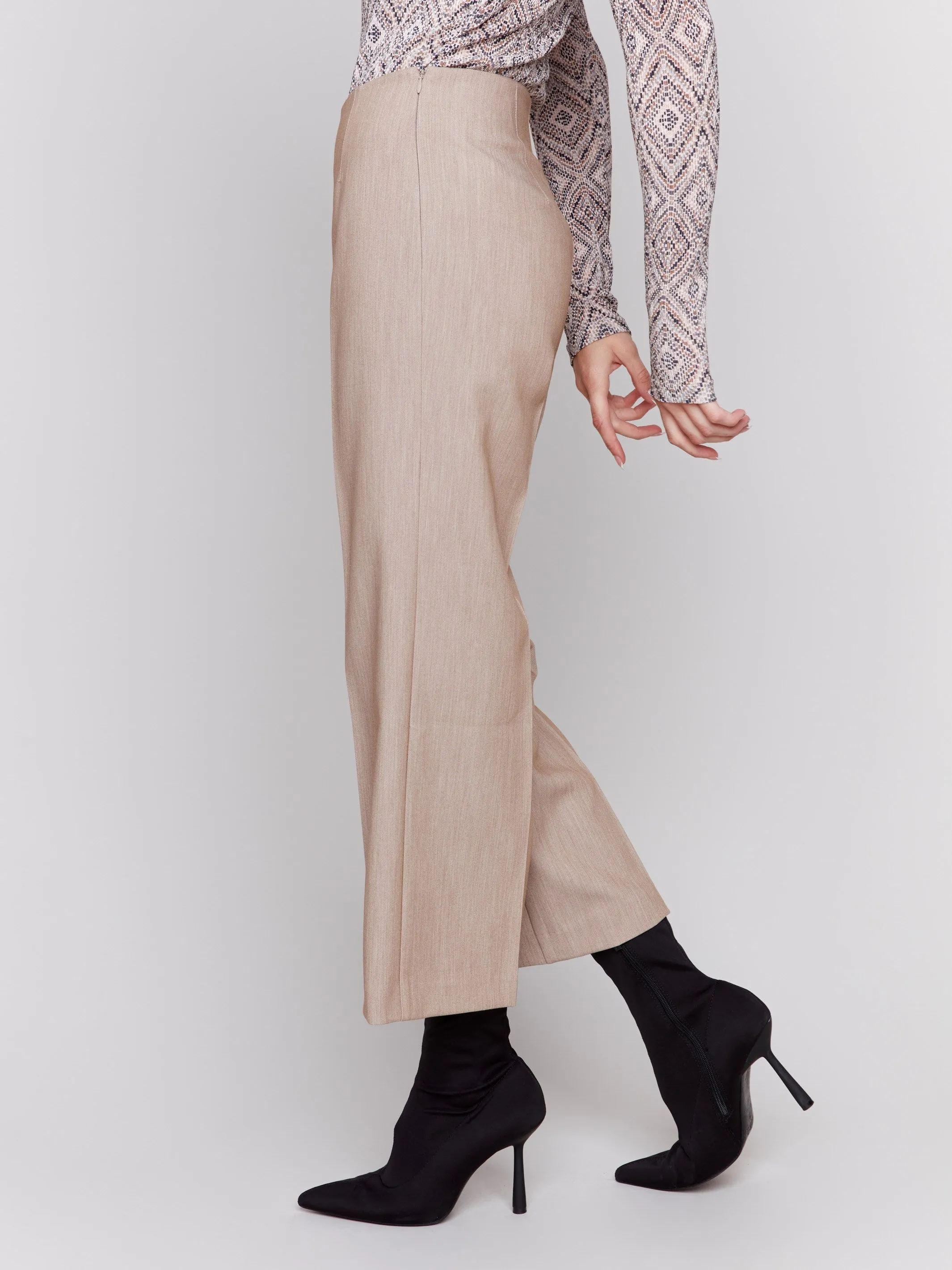 Cropped Wide Leg Pants - Truffle - H-Truffle