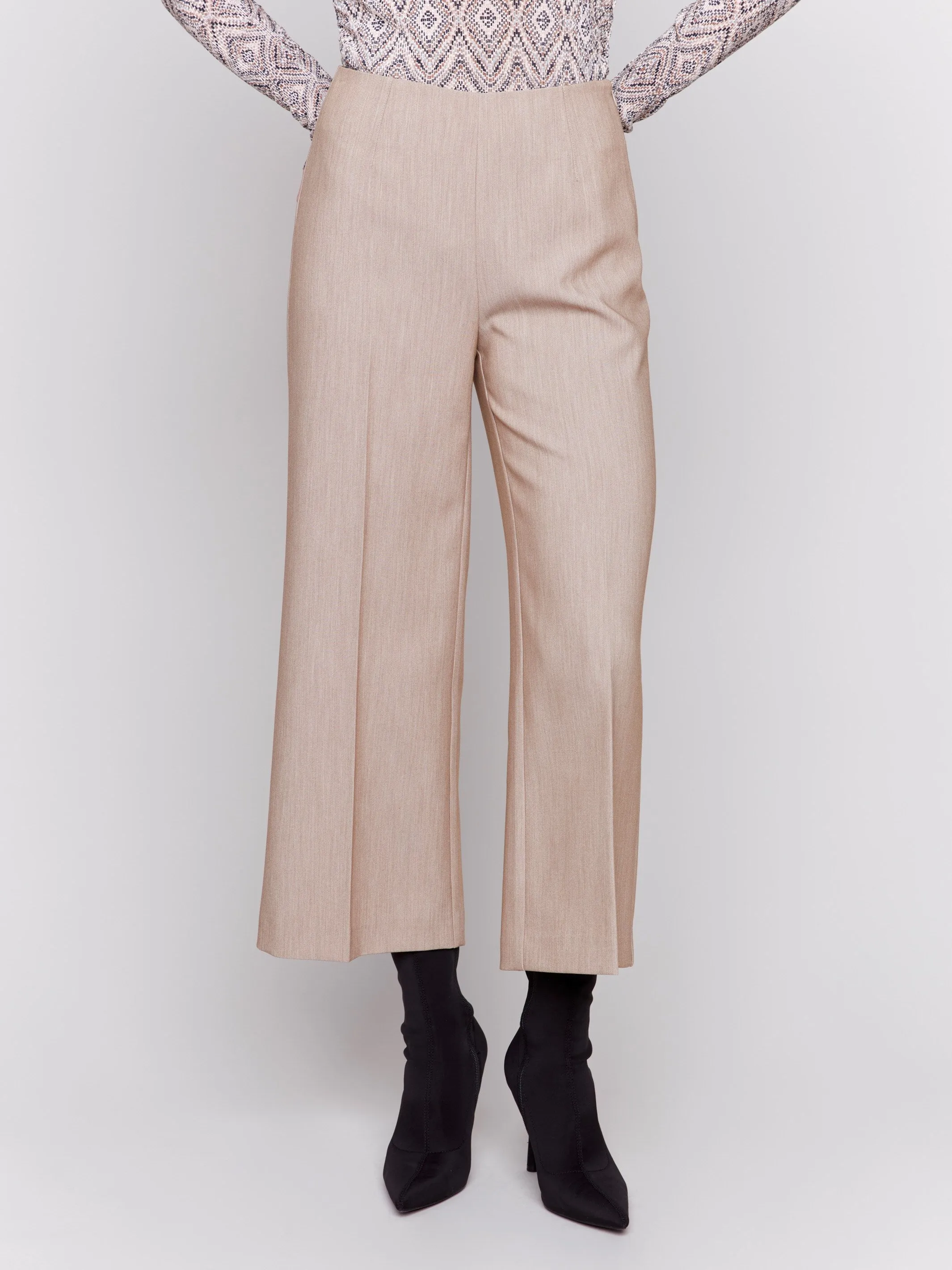 Cropped Wide Leg Pants - Truffle - H-Truffle