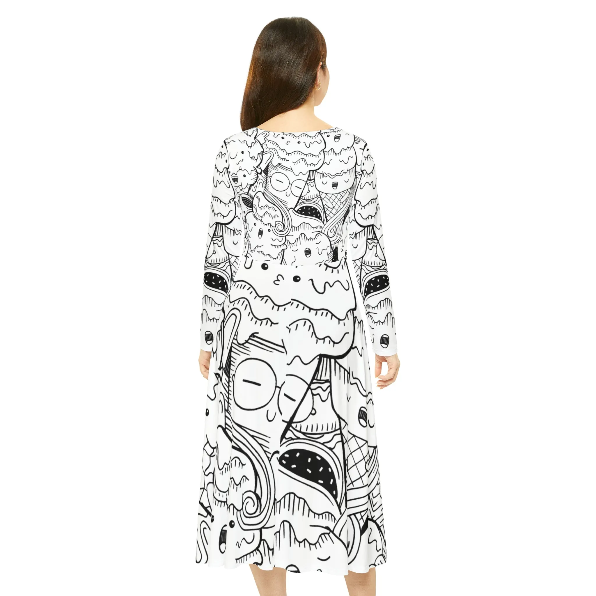 Doodle Icecream - Inovax Women's Long Sleeve Dance Dress