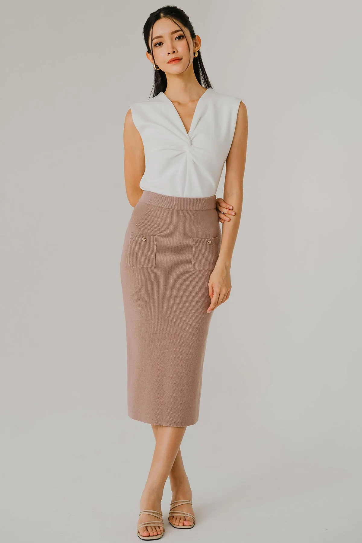 Dreamer Knit Midi Skirt (Pale Mauve)