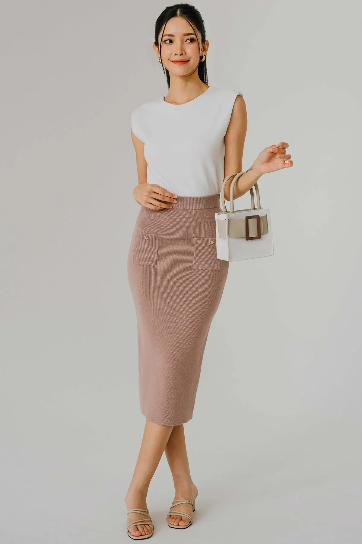 Dreamer Knit Midi Skirt (Pale Mauve)