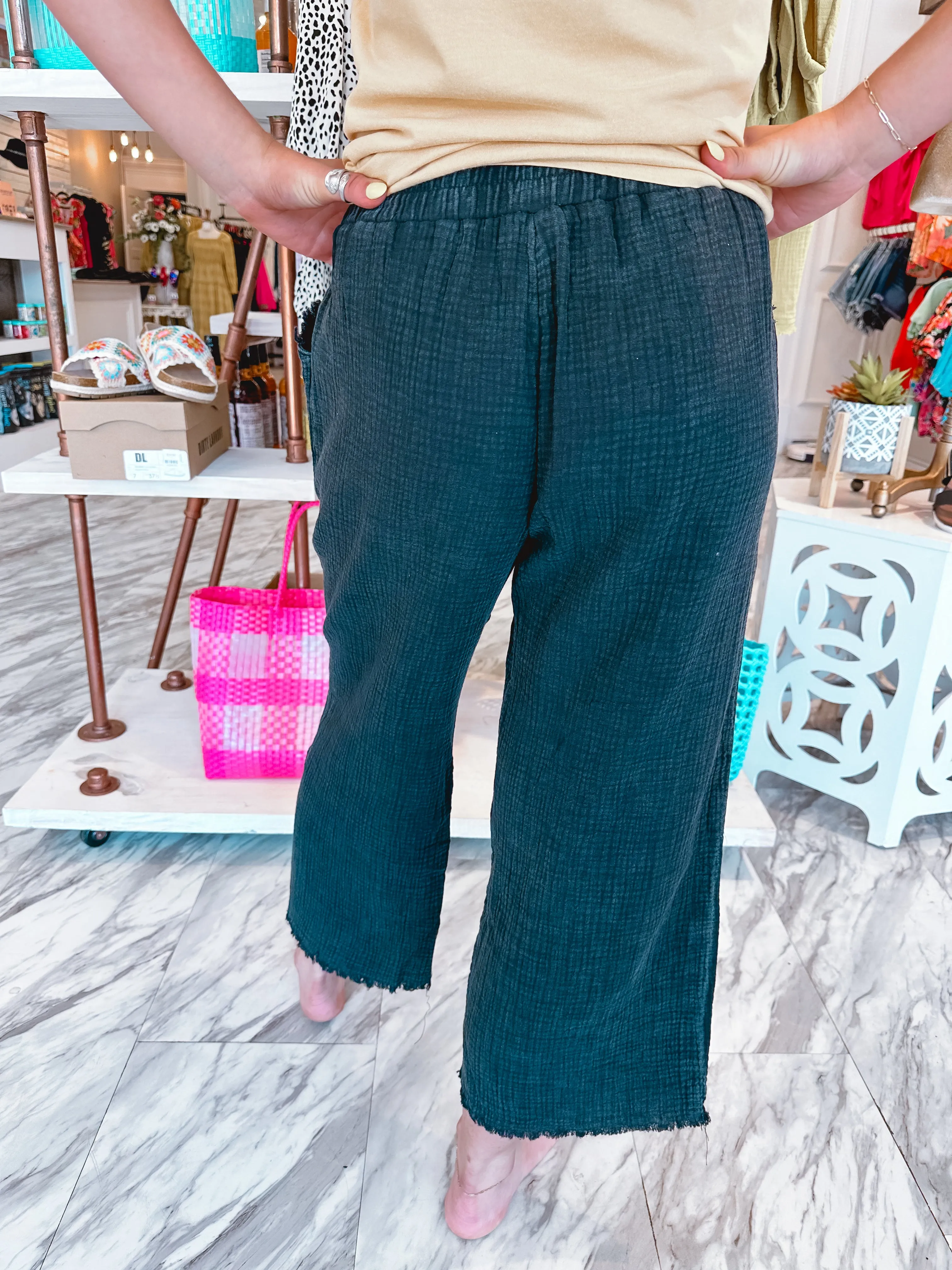 Easy Street Frayed  Mineral Wash Ash Pant