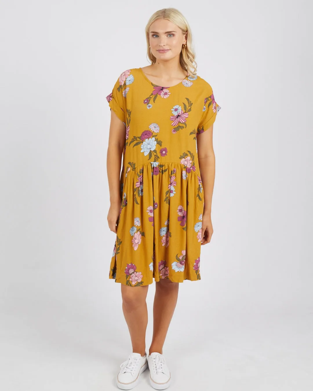 Elm Sweet Pea Gathered Dress Mustard