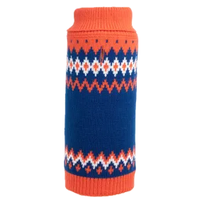 Fairisle Knit Sweater | Orange & Navy