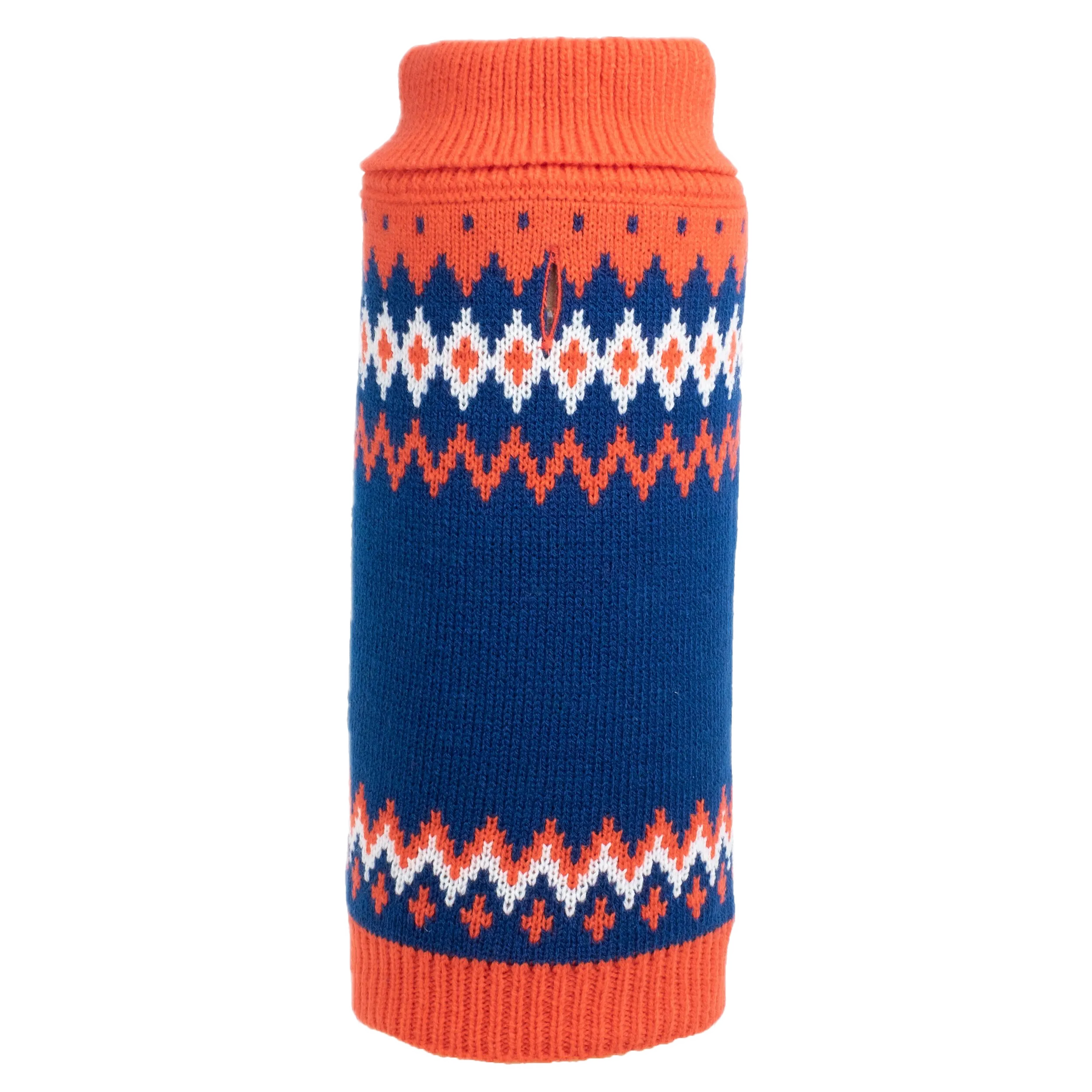 Fairisle Knit Sweater | Orange & Navy