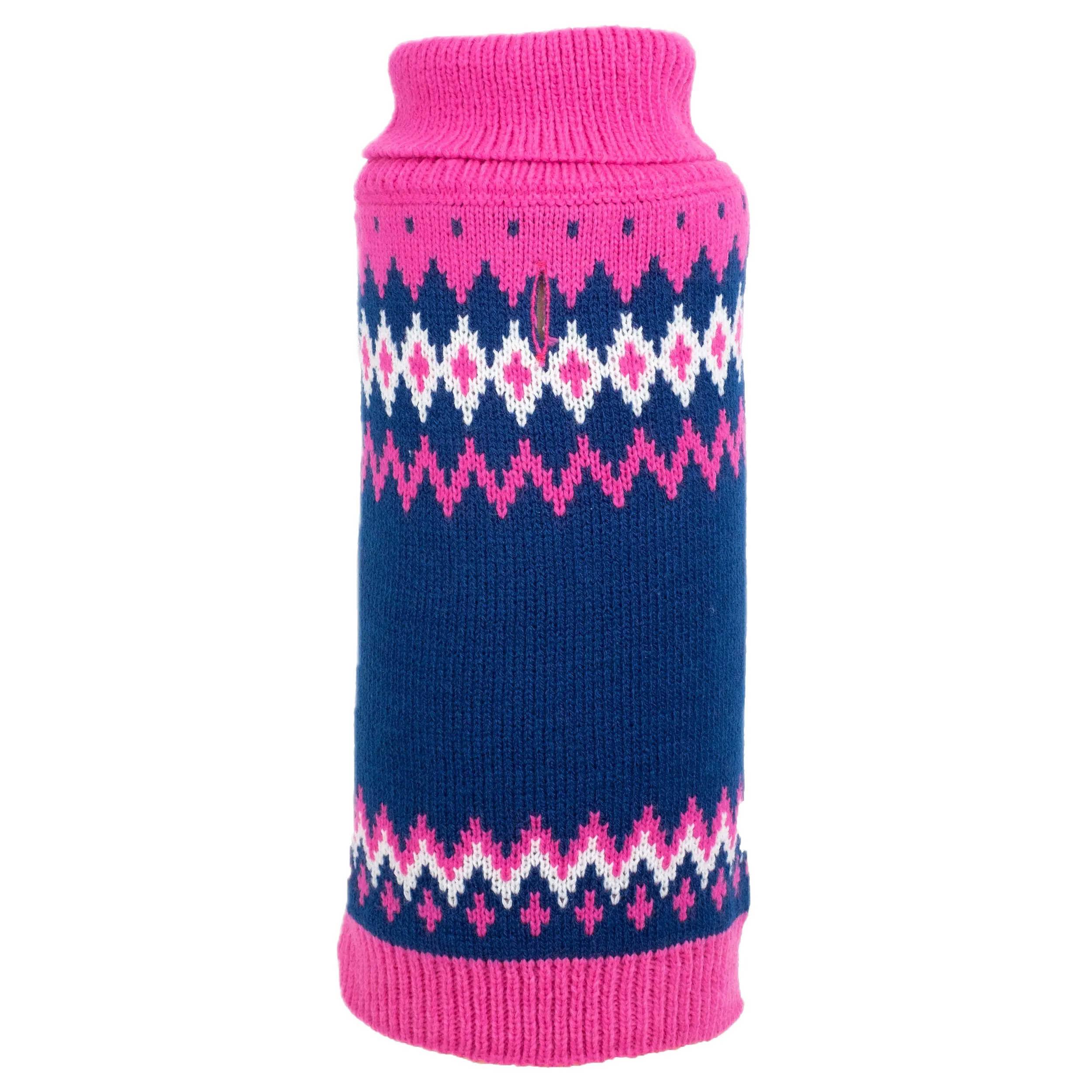 Fairisle Knit Sweater | Pink & Navy