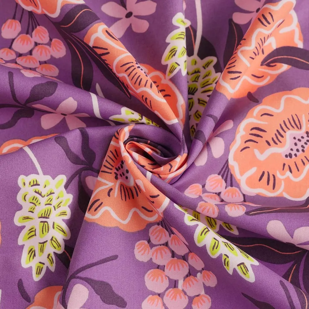 Fine Poplin - Purple Fresh Flowers Cotton Woven Fabric by Nerida Hansen