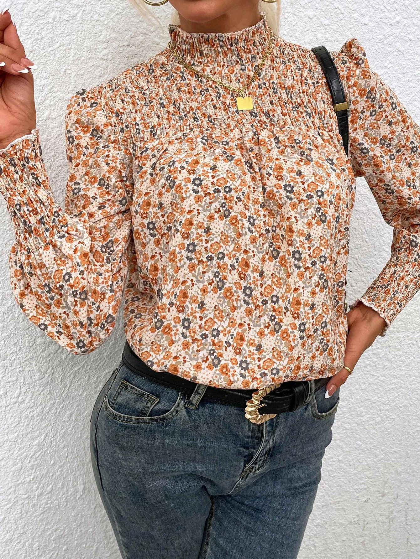 Floral Shirred Blouse