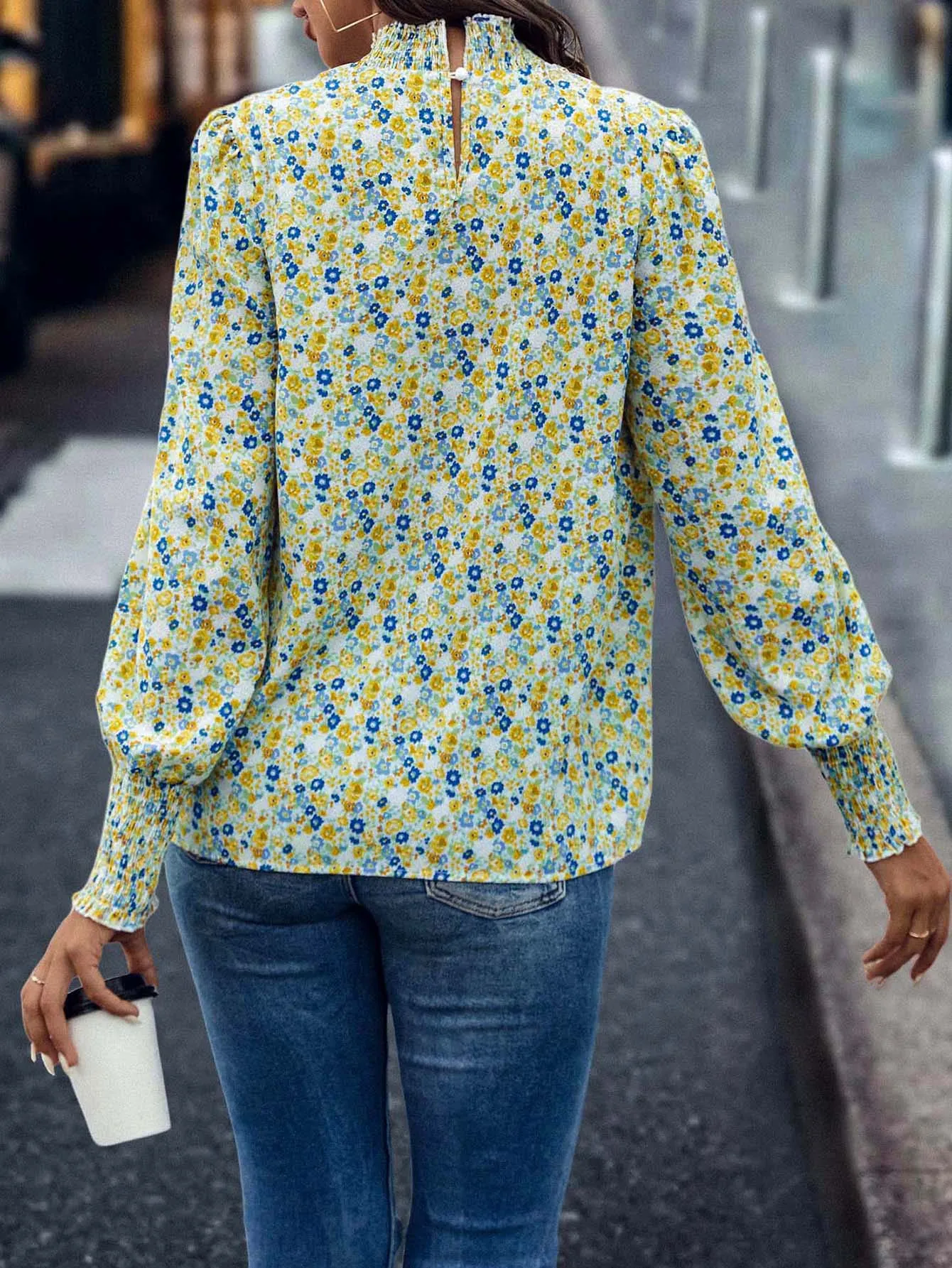 Floral Shirred Blouse