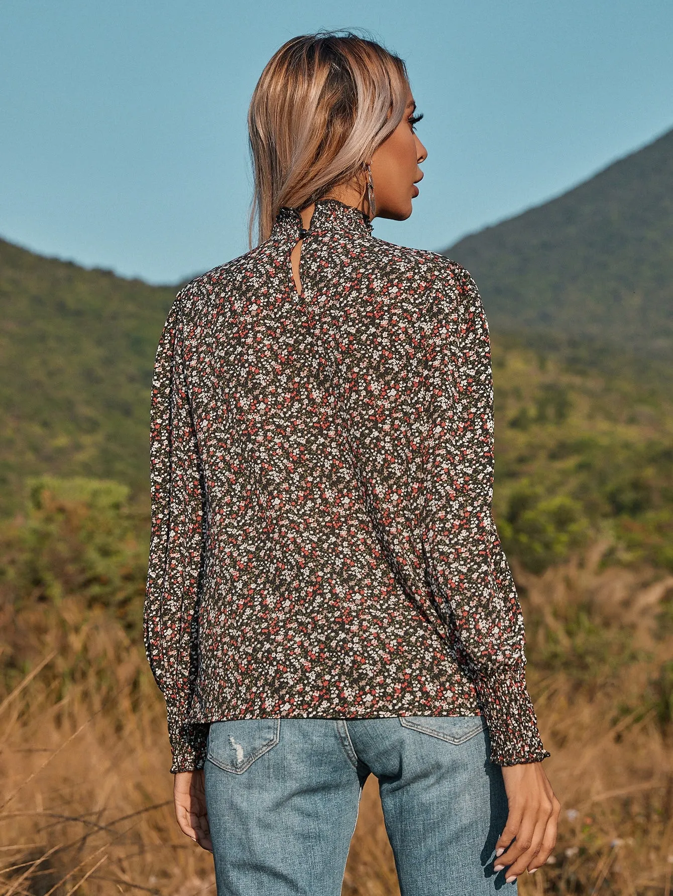 Floral Shirred Blouse