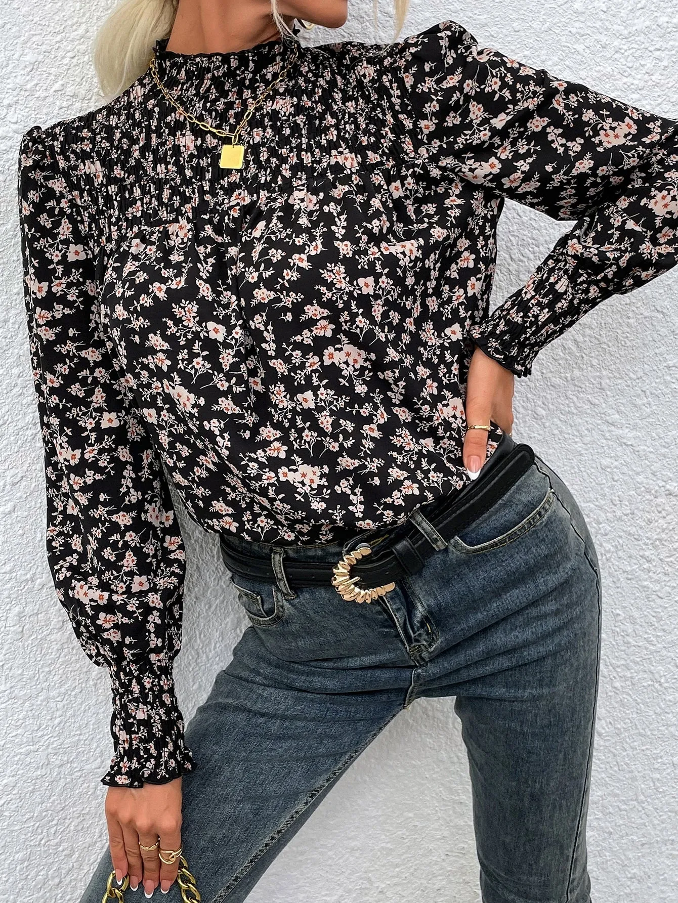 Floral Shirred Blouse