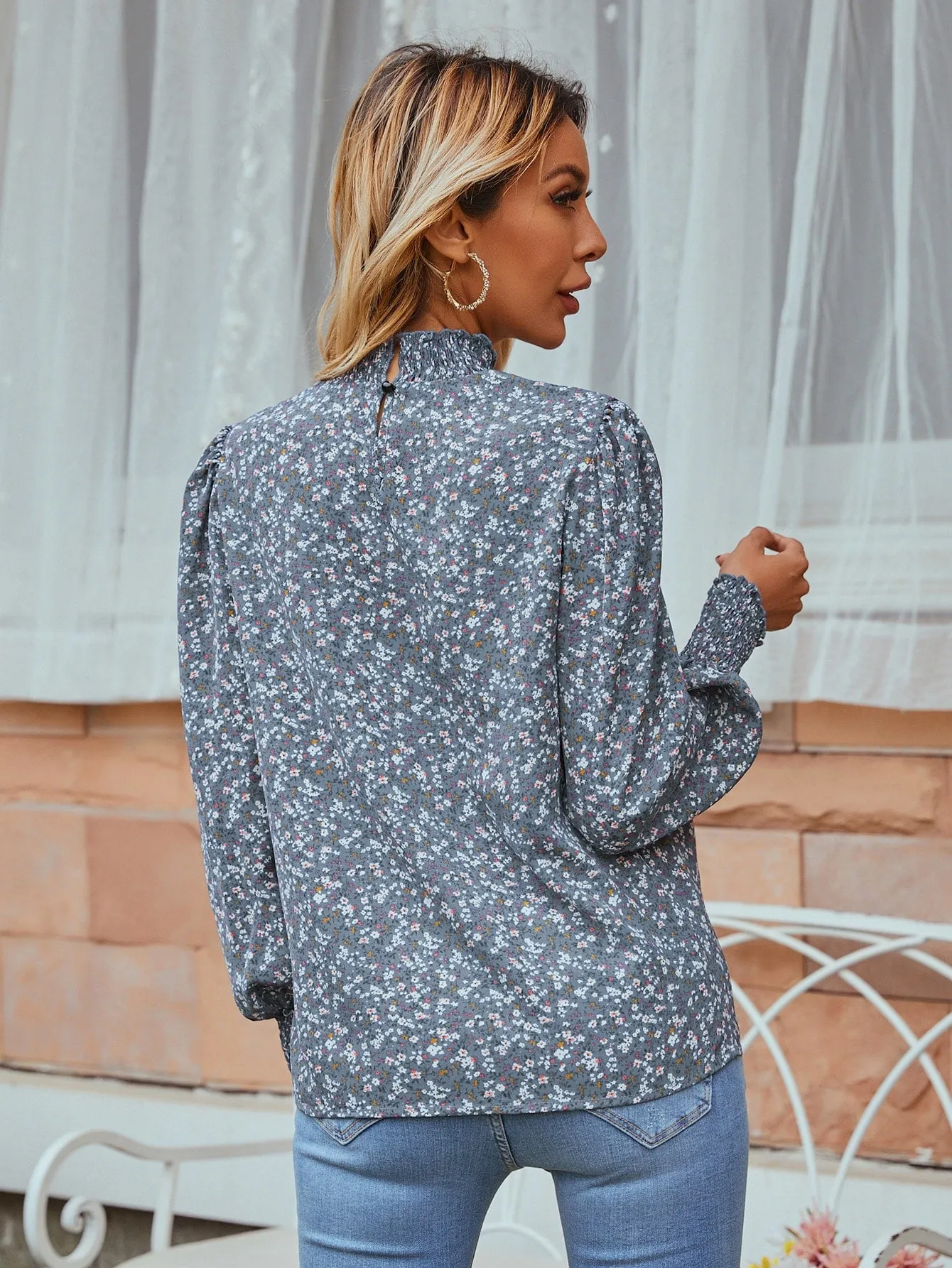 Floral Shirred Blouse